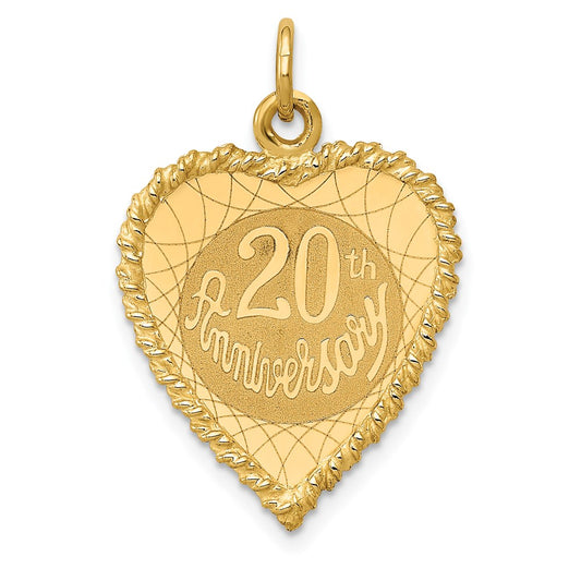 Million Charms 14K Yellow Gold Themed Happy 20Th Anniversary Milestone Charm
