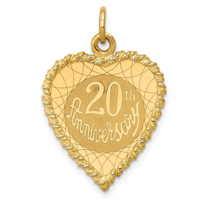 Million Charms 14K Yellow Gold Themed Happy 20Th Anniversary Milestone Charm