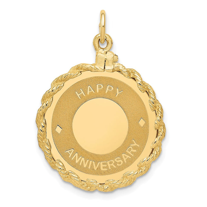 Million Charms 14K Yellow Gold Themed Happy Anniversary Milestone Charm