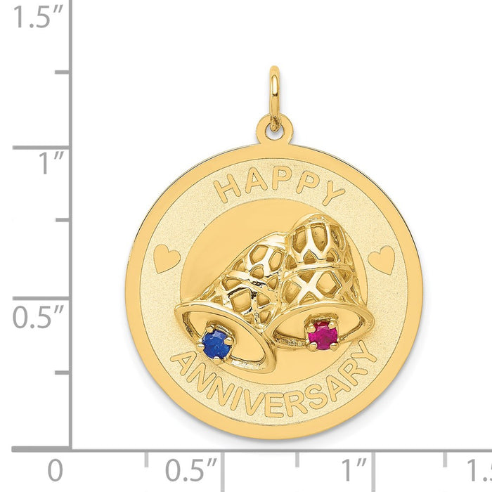 Million Charms 14K Yellow Gold Themed Happy Anniversary Milestone With Bells Charm