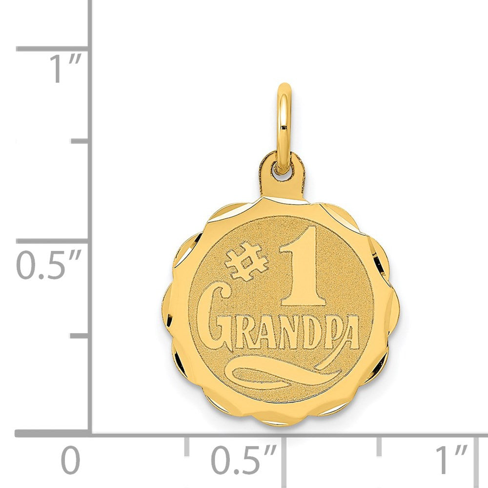 Million Charms 14K Yellow Gold Themed #1 Grandpa Disc Charm