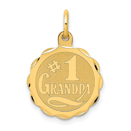 Million Charms 14K Yellow Gold Themed #1 Grandpa Disc Charm