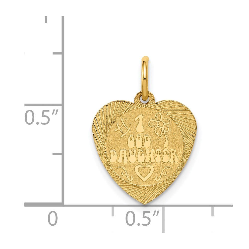 Million Charms 14K Yellow Gold Themed #1 Goddaughter Heart Disc Charm