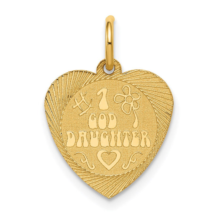 Million Charms 14K Yellow Gold Themed #1 Goddaughter Heart Disc Charm