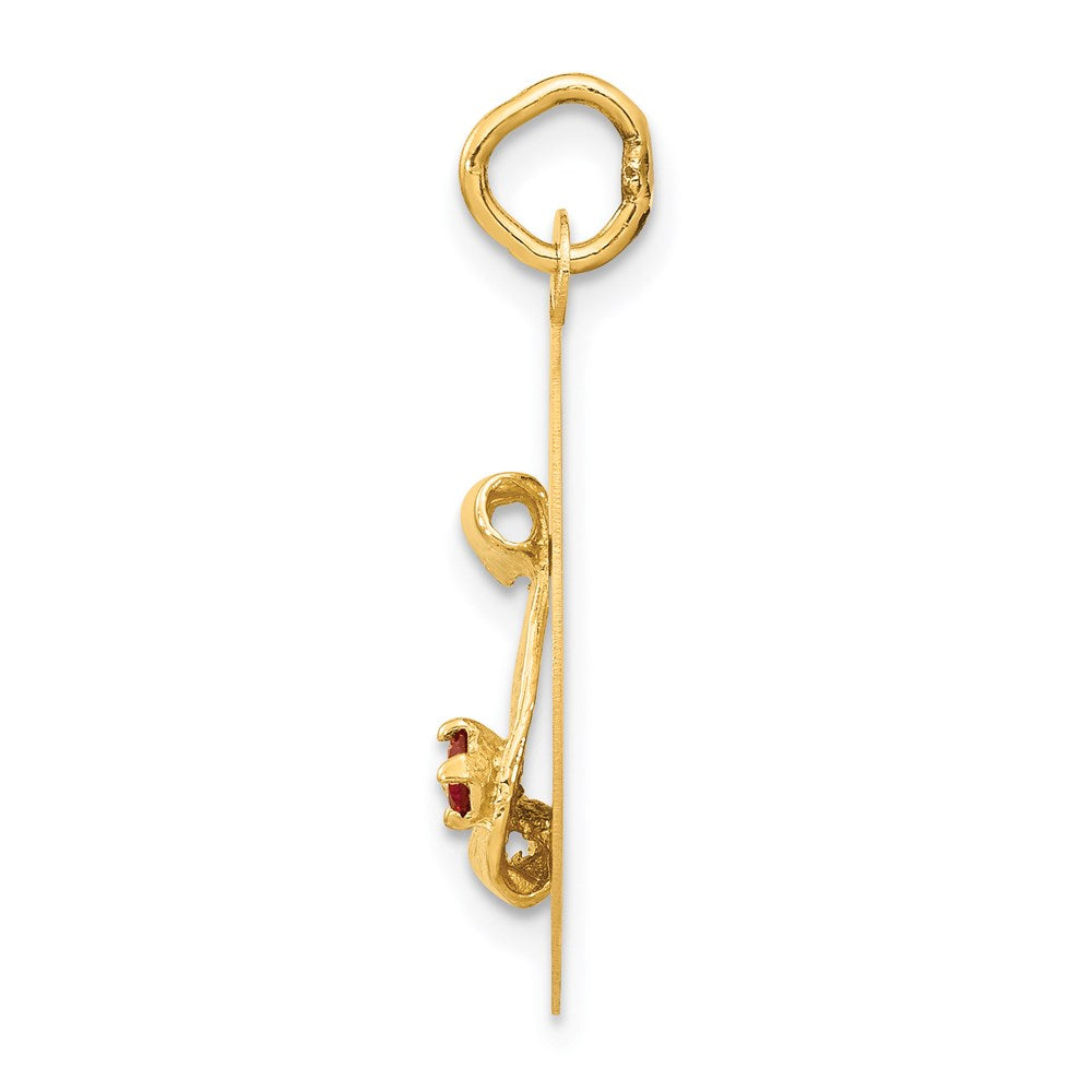 Million Charms 14K Yellow Gold Themed Graduation Day Charm With Red Synthetic Stone Charm