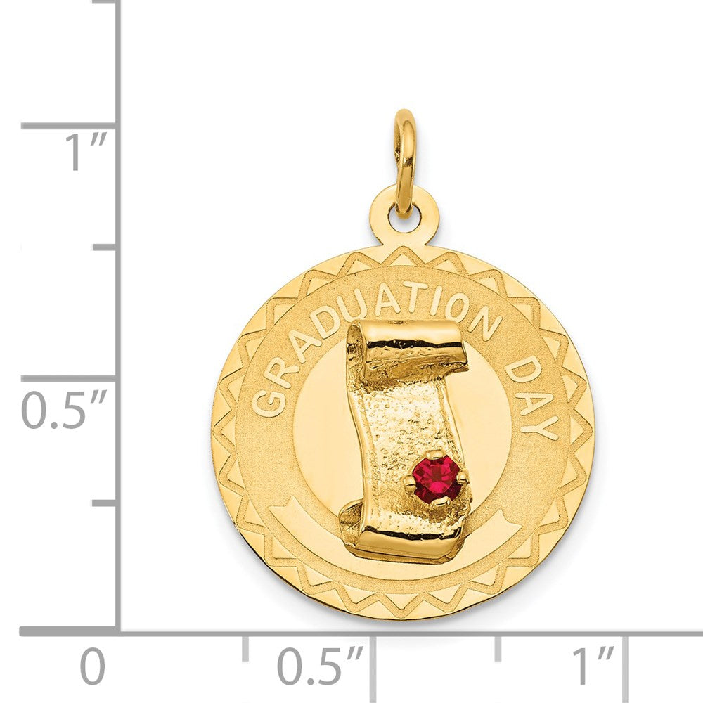 Million Charms 14K Yellow Gold Themed Graduation Day Charm With Red Synthetic Stone Charm