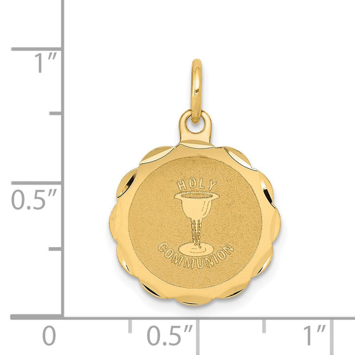Million Charms 14K Yellow Gold Themed Religious Holy Communion Disc Charm
