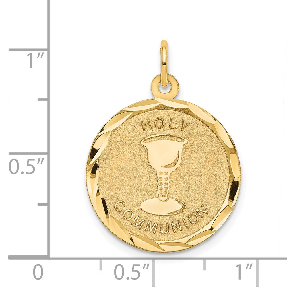 Million Charms 14K Yellow Gold Themed Religious Holy Communion Disc Pendant