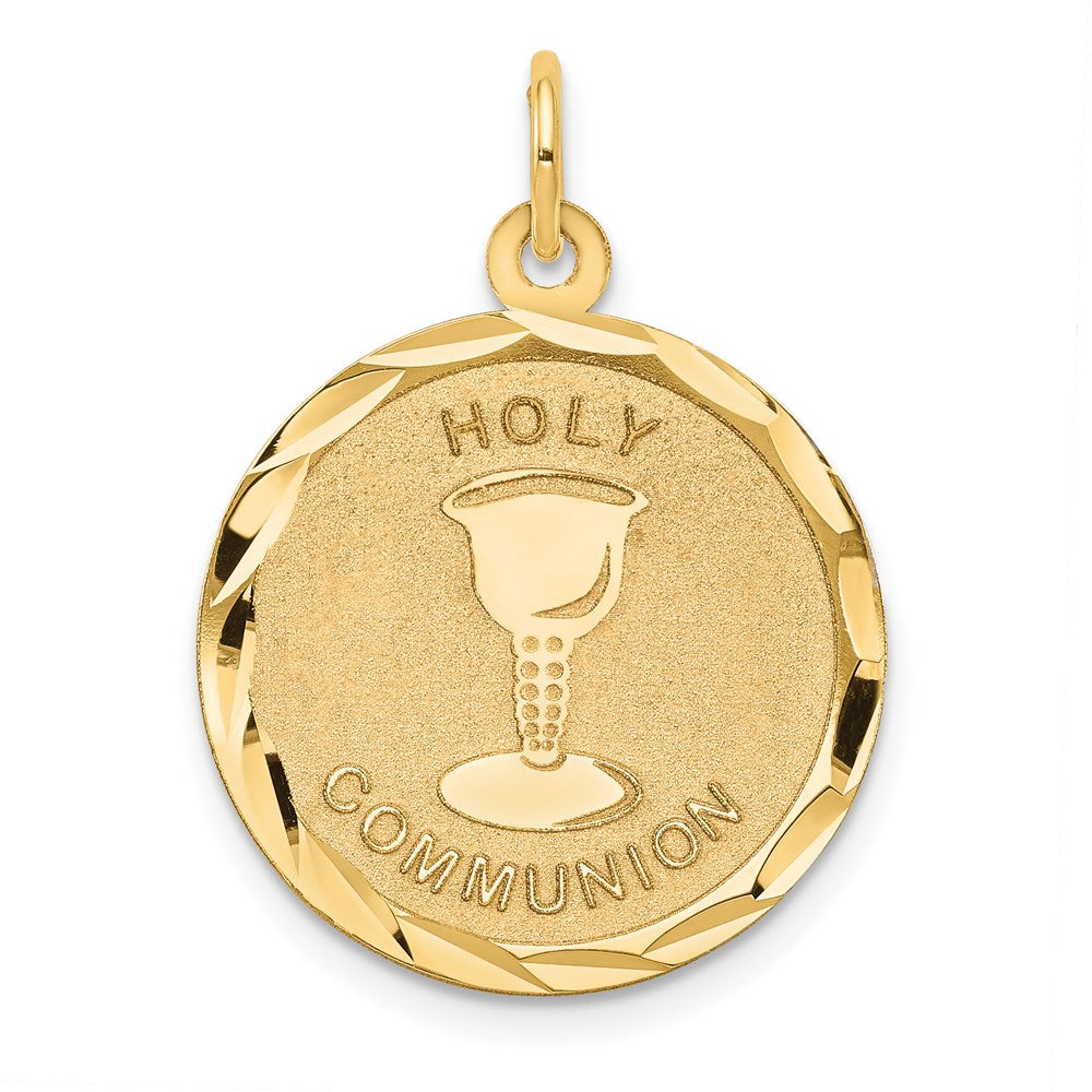 Million Charms 14K Yellow Gold Themed Religious Holy Communion Disc Pendant