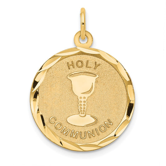 Million Charms 14K Yellow Gold Themed Religious Holy Communion Disc Pendant