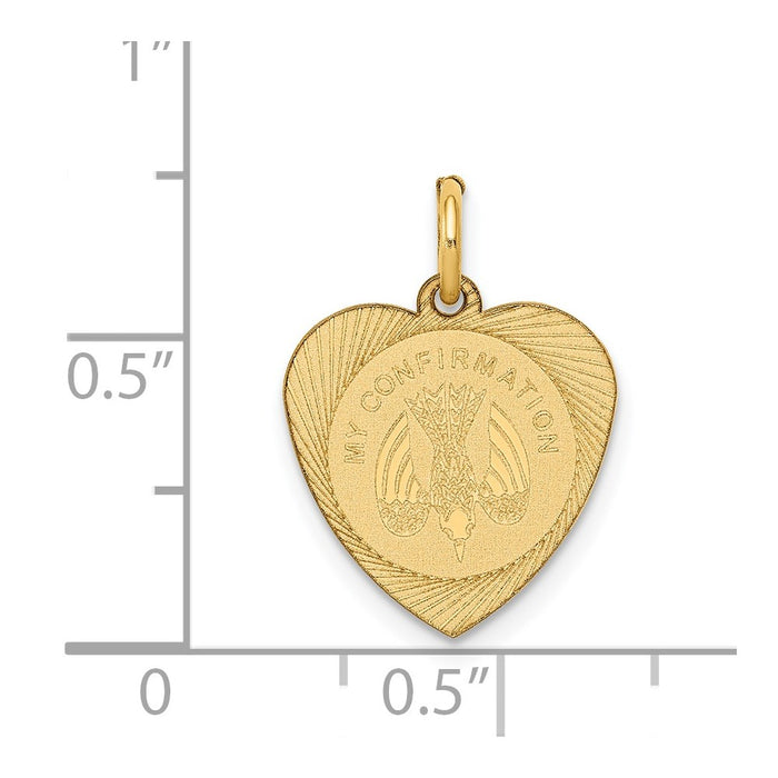 Million Charms 14K Yellow Gold Themed My Confirmation Heart Disc Charm