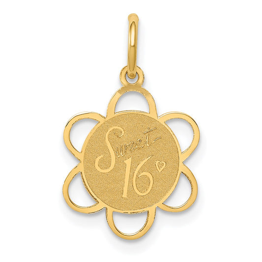 Million Charms 14K Yellow Gold Themed Sweet Sixteen Disc Charm