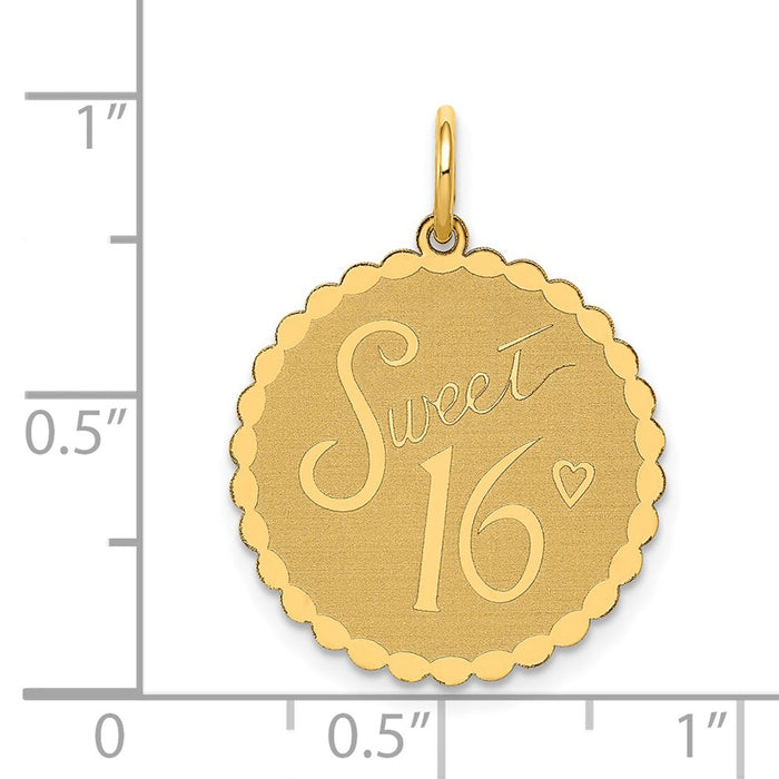 Million Charms 14K Yellow Gold Themed Sweet 16 Birthday Charm