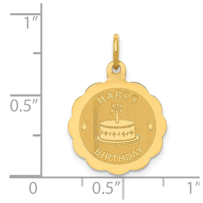 Million Charms 14K Yellow Gold Themed Polished Satin Engraveable Happy Birthday Charm