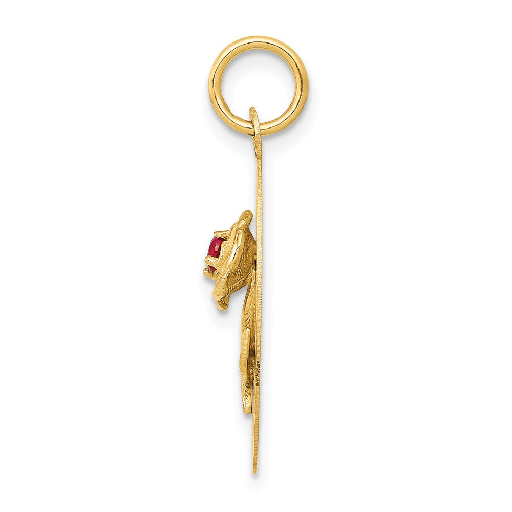 Million Charms 14K Yellow Gold Themed Happy Birthday Disc Charm With (Cubic Zirconia) CZ Flower