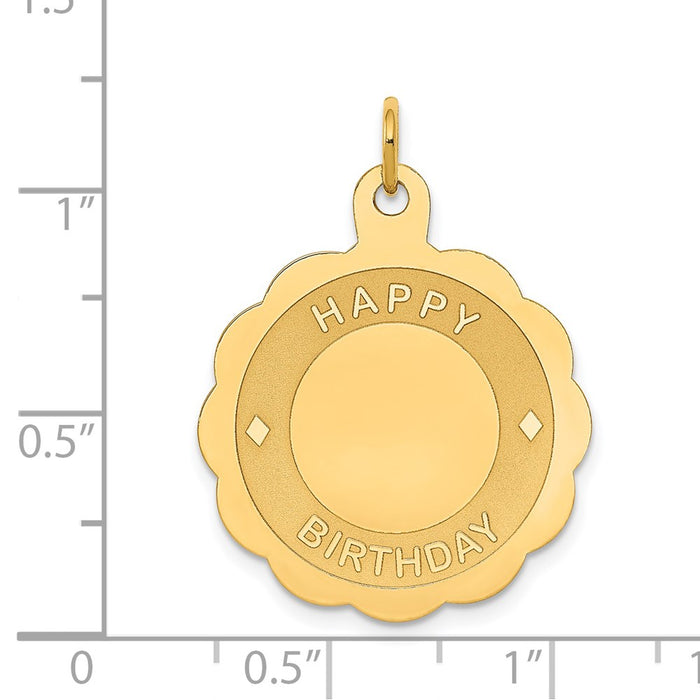 Million Charms 14K Yellow Gold Themed Happy Birthday Disc Pendant