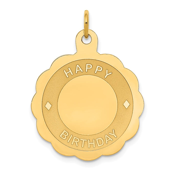 Million Charms 14K Yellow Gold Themed Happy Birthday Disc Pendant