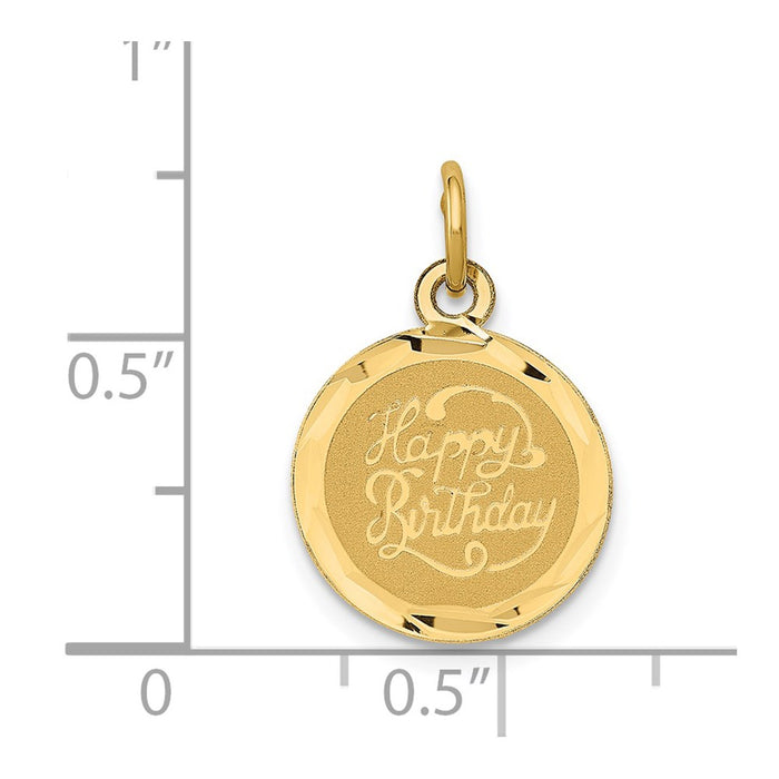 Million Charms 14K Yellow Gold Themed Happy Birthday Disc Charm