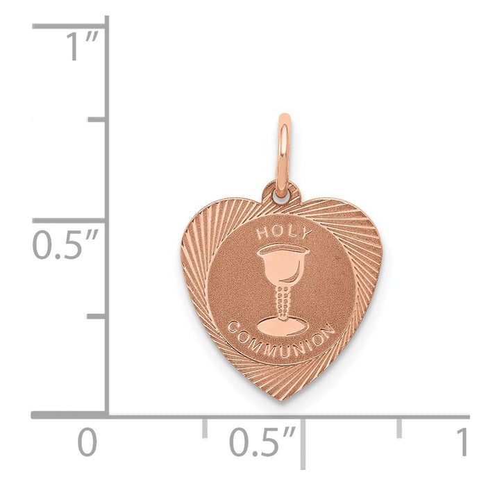 Million Charms 14K Rose Gold Themed Religious Holy Communion Heart Charm