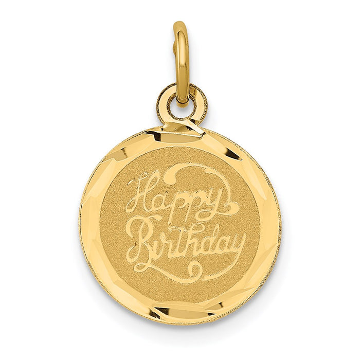 Million Charms 14K Yellow Gold Themed Happy Birthday Disc Charm