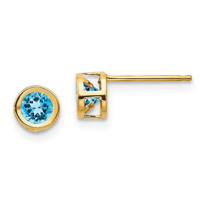 Million Charms 14k Yellow Gold Blue topaz Earrings - December, 5mm x 5mm