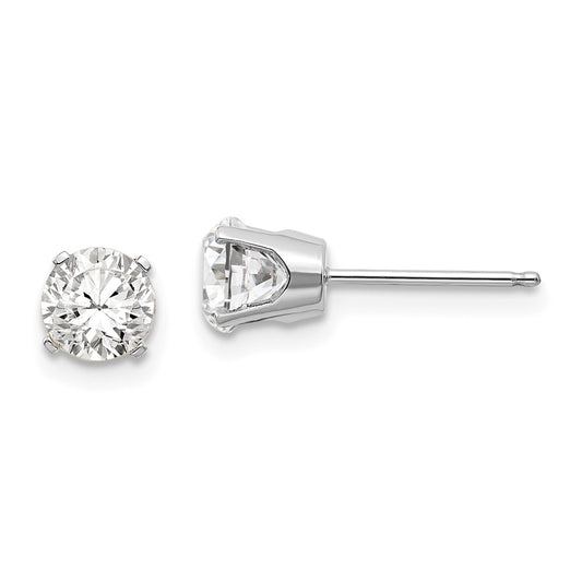 Million Charms 14k White Gold 5mm White Topaz Stud Earrings, 5mm x 5mm