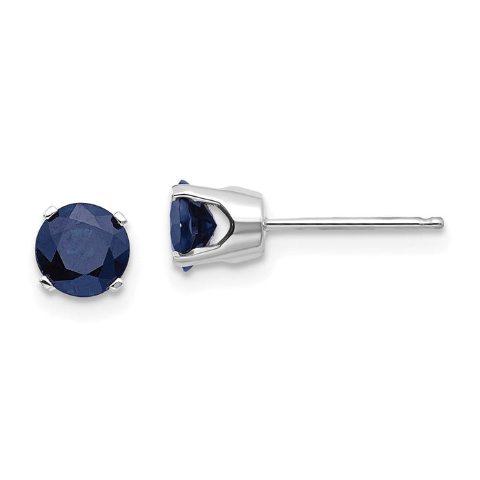 Million Charms 14k White Gold 5mm Sapphire Stud Earrings, 5mm x 5mm