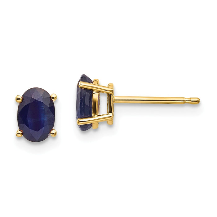Million Charms 14k Yellow Gold Sapphire Earrings - September, 6mm x 4mm