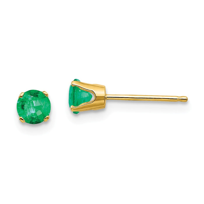 Million Charms 14k Yellow Gold 4mm May/Emerald Post Earrings, 4mm x 4mm