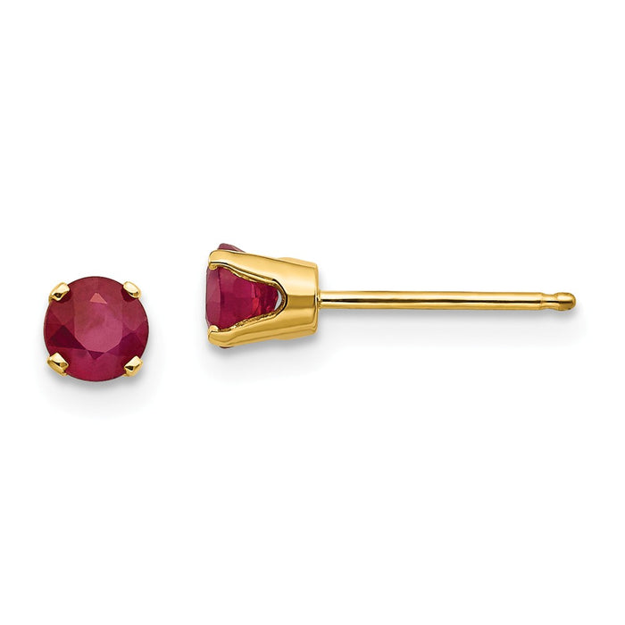 Million Charms 14k Yellow Gold 4mm July/Ruby Post Earrings, 4mm x 4mm