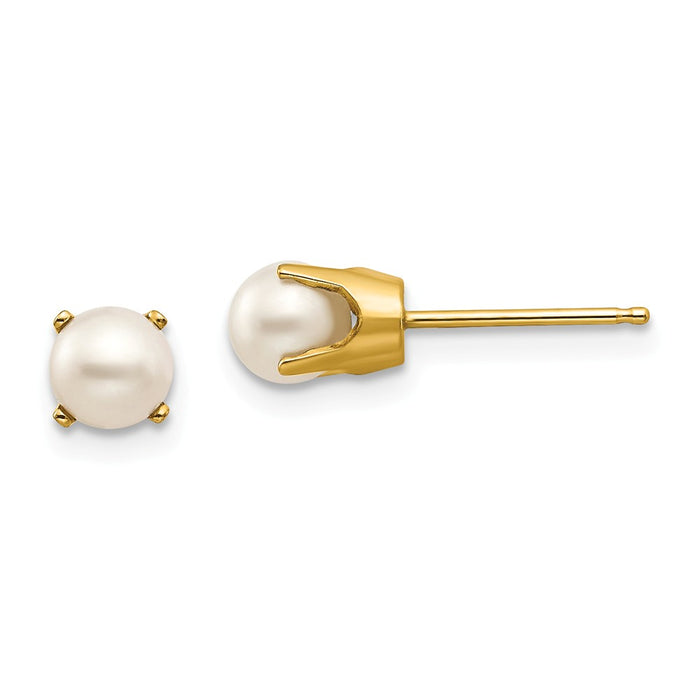 Million Charms 14k Yellow Gold 5mm Freshwater Cultured Pearl Earrings-June, 5mm x 5mm