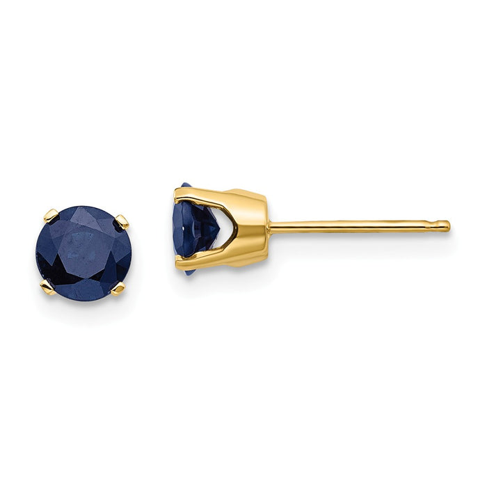 Million Charms 14k Yellow Gold 5mm Sapphire Earrings - September, 5mm x 5mm