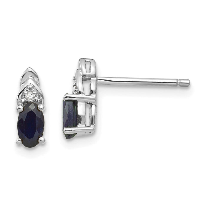 Million Charms 14k White Gold Sapphire Diamond Earring, 9mm x 4mm