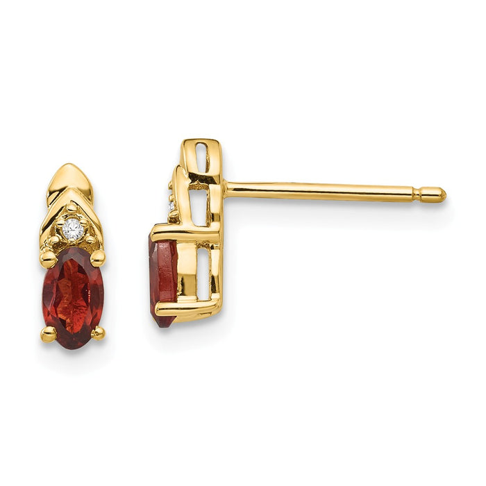 Million Charms 14k Yellow Gold Diamond & Garnet Earrings, 9mm x 4mm