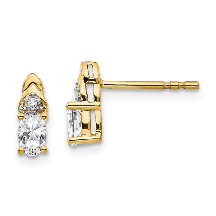 Million Charms 14k Yellow Gold Diamond & White Topaz Earrings, 9mm x 4mm