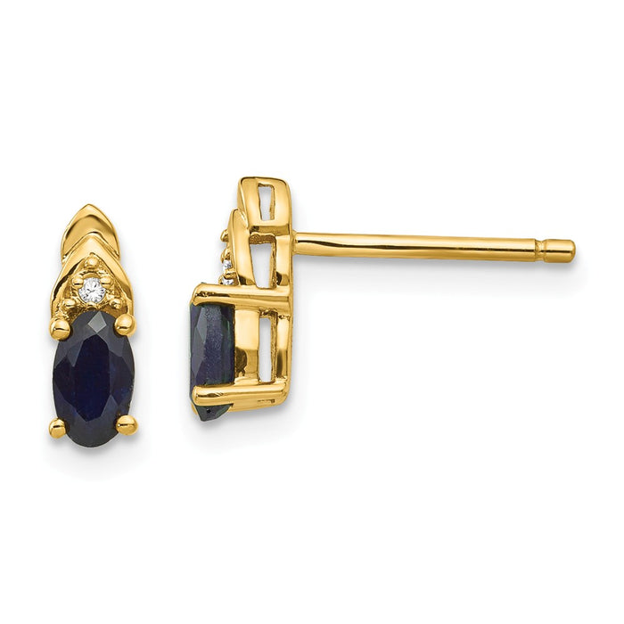 Million Charms 14k Yellow Gold Diamond & Sapphire Earrings, 9mm x 4mm