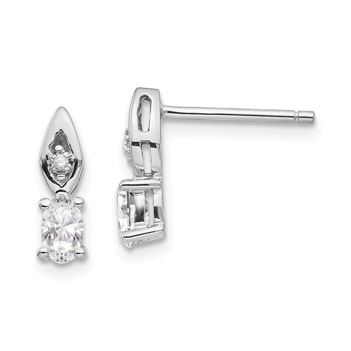 Million Charms 14k White Gold White Topaz Diamond Earring, 12mm x 3mm