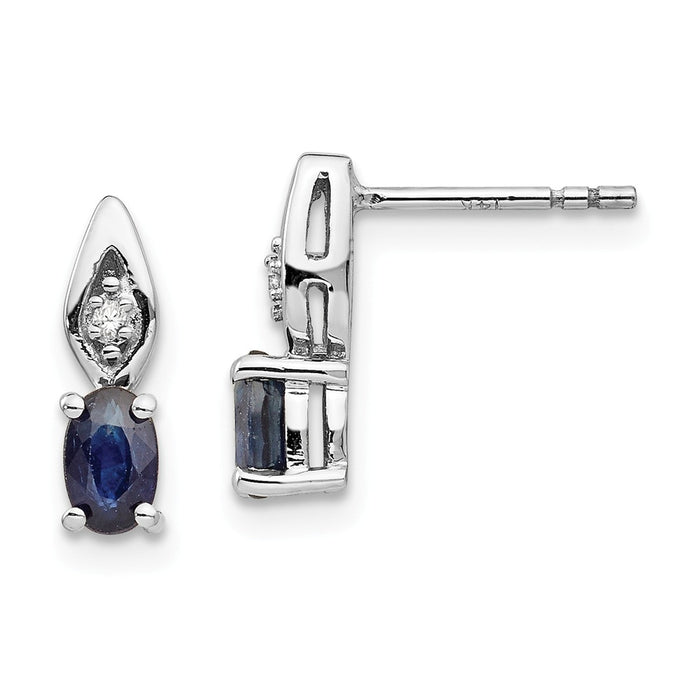 Million Charms 14k White Gold Sapphire Diamond Earring, 12mm x 3mm