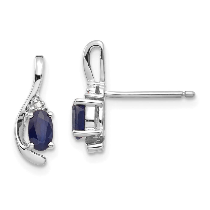 Million Charms 14k White Gold Sapphire Diamond Earring, 14mm x 5mm