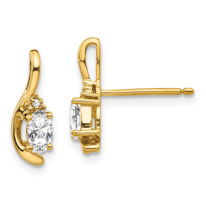 Million Charms 14k Yellow Gold Diamond & White Topaz Earrings, 14mm x 5mm