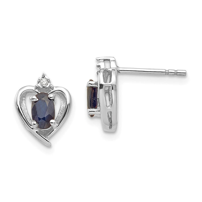 Million Charms 14k White Gold Sapphire Diamond Earring, 17mm x 10mm