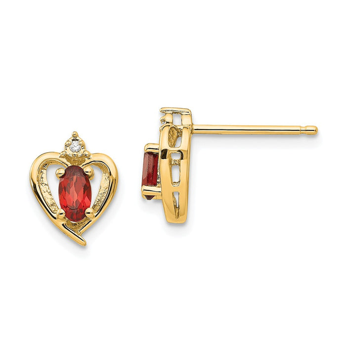 Million Charms 14k Yellow Gold Diamond & Garnet Earrings, 17mm x 10mm