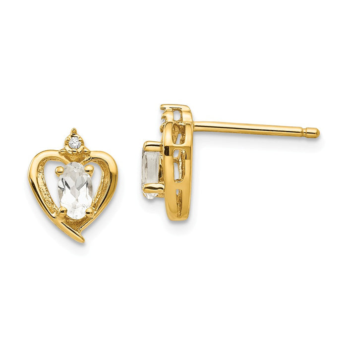 Million Charms 14k Yellow Gold Diamond & White Topaz Earrings, 17mm x 10mm