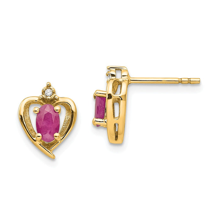 Million Charms 14k Yellow Gold Diamond & Ruby Earrings, 17mm x 10mm