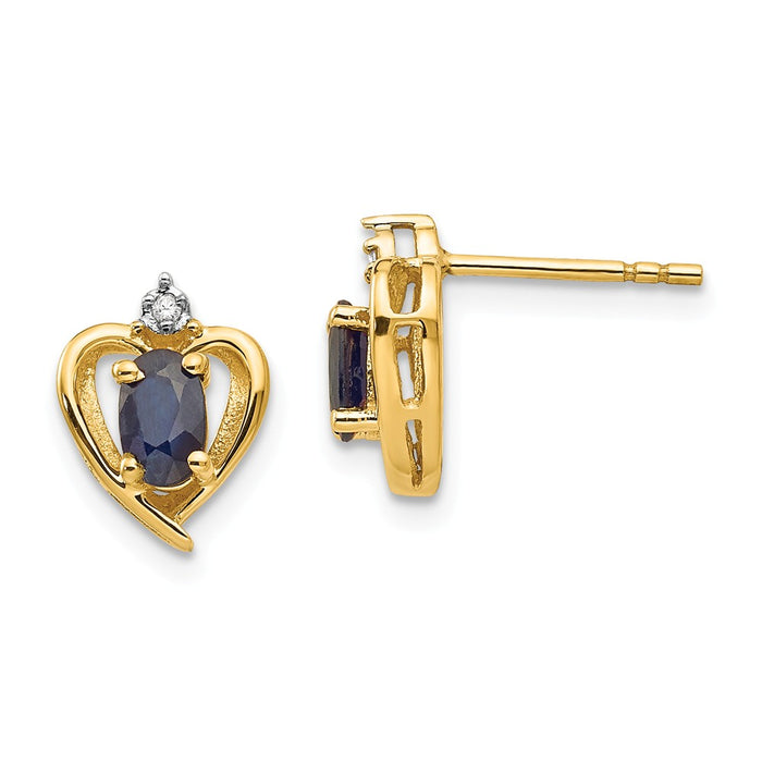 Million Charms 10k Yellow Gold Diamond & Sapphire Earrings, 10mm x 8mm