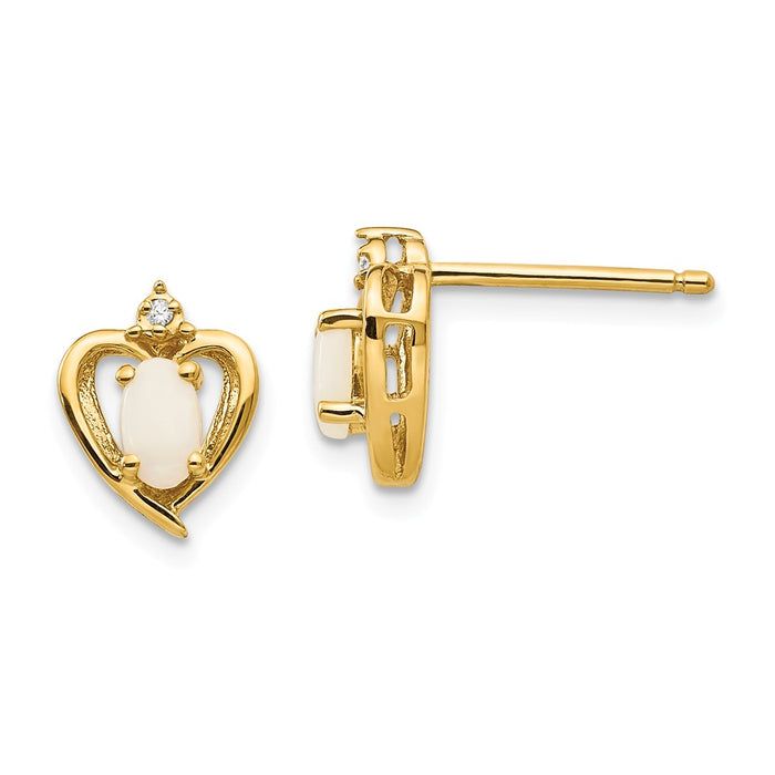 Million Charms 10k Yellow Gold Diamond & Opal Earrings, 10mm x 8mm