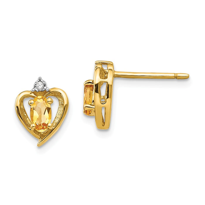 Million Charms 14k Yellow Gold Diamond & Citrine Earrings, 17mm x 10mm