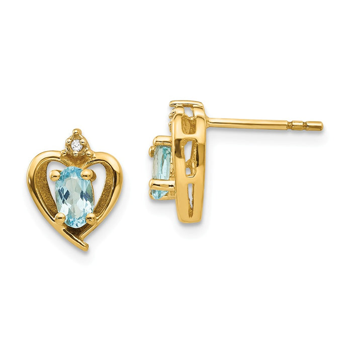 Million Charms 14k Yellow Gold Diamond & Blue Topaz Earrings, 17mm x 10mm