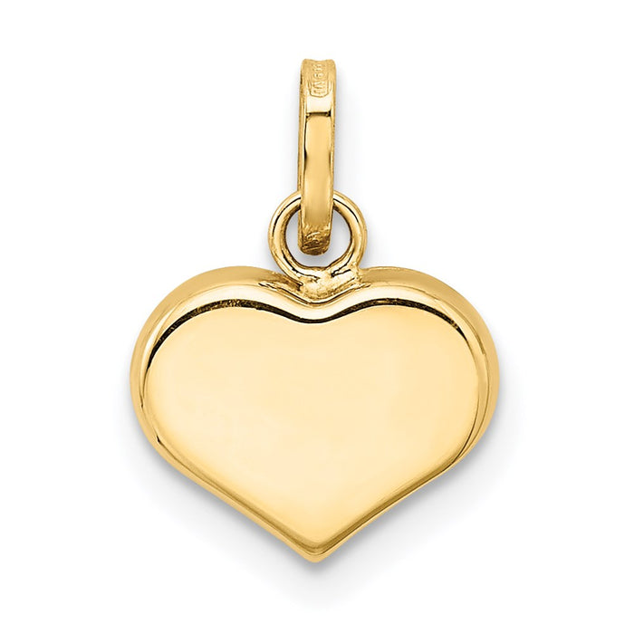 Million Charms 14K Yellow Gold Themed Polished Enameled Ladybug Heart Pendant