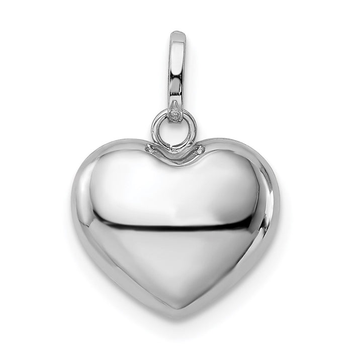 Million Charms 14K White Gold Themed Puffed Heart Pendant